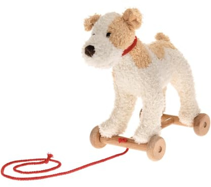 Egmont Toys Pull-Along Spieltiere – 4 Plüschtier-Modelle zum Hinterherziehen (Hund Eliot, Bär Raoul, Schaf Mary, Bär Walter), Holzräder & weicher Plüsch, ab 12 Monaten (Eliot (Hund))