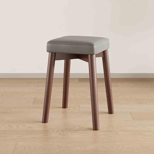 Tabourets empilables portables en bois de 45,7 cm, chaises rembourrées carrées avec pieds antidérapants pour la maison, le bureau, l'école et la cuisine. Design moderne en noyer et gris foncé