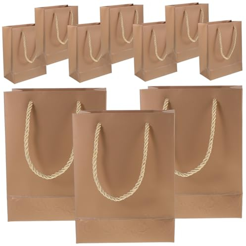 UTHCLO 10 Stück Teiliges Kleine Goldene Papiertragetaschen mit Henkel und Stabil Dekorative Geschenktüten für Party Geschenkverpackung Einkaufstaschen Vielseitig Verwendbar