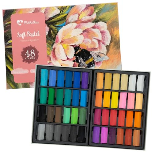 Mikkelhus Juego de 48 colores pastel, tizas pastel suaves intensas, para aficionados y artistas