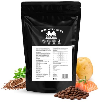 Hundefutter Trocken Baby Bully Lachs – Trockenfutter für Hunde 250g | Tierärztlich entwickeltes Hundetrockenfutter Premium Dog Food – Energiereiches Monoprotein Hunde Futter von BULL & BULLY