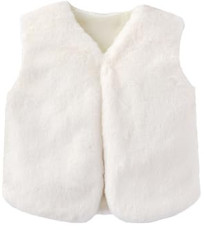 Veste en fausse fourrure pour fille - Veste polaire à poils longs - Design sans manches - Chaud - Automne et hiver - Vêtements d'extérieur pour enfants de 3 à 10 ans, 01#_Beige, 3-4 ans