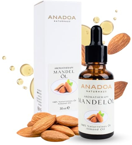 Anadoa Mandelöl (Süßmandelöl) 30 ml | Kaltgepresst & Unraffiniert | 100% Reines Naturöl | Für Haut-, Haar- & Nagelpflege | Auch als Trägeröl geeignet | Ohne Zusatzstoffe
