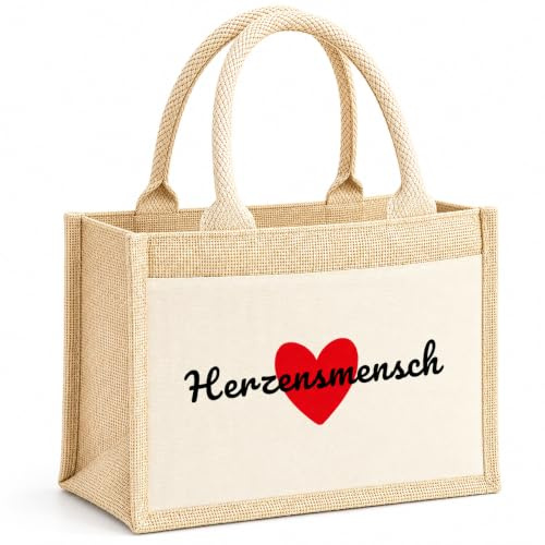 Herzensmensch Geschenk, Geschenke für Frauen, Jutebeutel für Frauen, Geschenk Damen Shopper Bag, Tragetaschegeschenk für Beste Freundin Dankeschön Geschenke Freundschaftsgeschenke Geburtstagsgeschenk