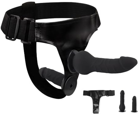 Godes Ceintures, Ceinture Gode, Gode Réaliste avec Sangle Réglable avec 2 Godemichés, Strap on Sex Toýs Femme Godemichets pour Lesbien Réaliste Pénis, 15 + 11,5 cm