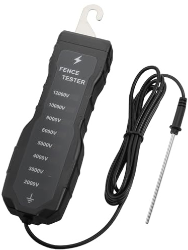 ALLmeter Tester per Recinzioni Elettriche 2K-12KV, Misuratore di Voltaggio con 8 Luci Neon, per Fattorie e Manutenzione, Portatile, Senza Batterie, con Sonda Retrattile