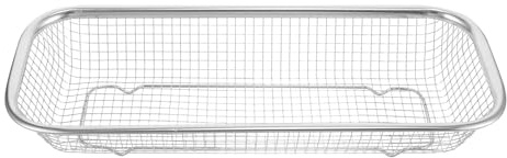 HOMSFOU Colador de Cocina Rectangular de Acero Inoxidable, Cesta Escurridora Malla Gruesa, Recipiente para Escurrir Frutas y Verduras, Drenaje Doméstico Compacto para Uso en Cocina