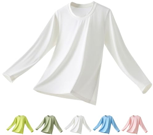 Kids Long Sleeve Rash Guard UPF 50+ UV Sun Protection Swim Top Breathable Quick Dry Rash Vest for Boys Girls Swimming Beach Surfing Outdoor (UK, Numeric, 140, Regular, White)