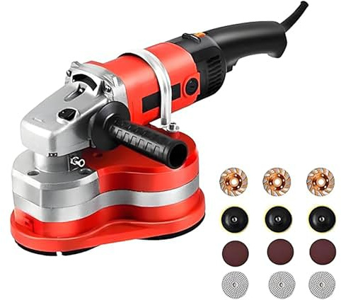 Smerigliatrice per pavimenti in calcestruzzo 2800 W, levigatrice elettrica portatile a tre teste con regolazione a 6 velocità, macchina e asta di estensione per lucidare e rettificare pavimenti