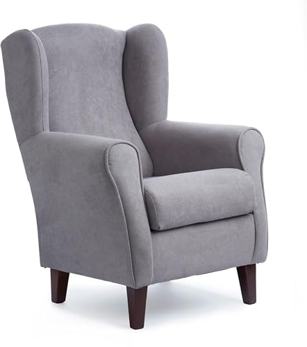 Abuelo A Gusto | Sillón Orejero Individual Roma - Compacto para Salón y Dormitorio - 106x74x78cm - Butaca de Lectura Cómoda y Ligera - Tela Antimanchas, Respaldo Alto y Sentada Firme (Gris)