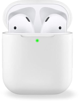 MyGadget Coque Compatible avec Apple Airpods 1 & 2 - Case Boîtier Silicone Slim & Anti Choc - Etui Skin Protection Poussière - Housse Couleur Pastel Blanc