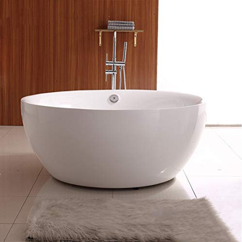 DaiMeng Runde weiße Badewanne Modernes Acryl Unabhängig Großer Raum Badewanne mit Wasserhahn Duschkopf,135 * 135 * 60cm