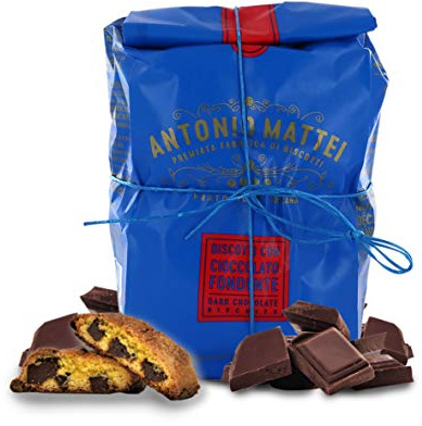Cantucci con Cioccolato Fondente, Biscotti con Gocce di Cioccolato, Sacchetto 250g x 12