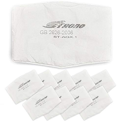 PM2.5 Replacement Filters for ST-AX and ST-AG Respirator Face Masks – High Efficiency 5 Layer Construction with Electrostatic Fiber Traps Particles 100X Smaller Than a Human Hair -10 Pack
