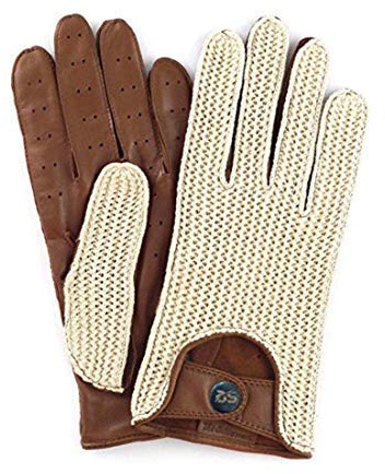 Guantes de Cuero Sin Forro Estilo Vintage Para Hombres Con Orificios de Ventilación y Guantes Deportivos Antideslizantes Para Conducir Andar en Bicicleta Correr (L)
