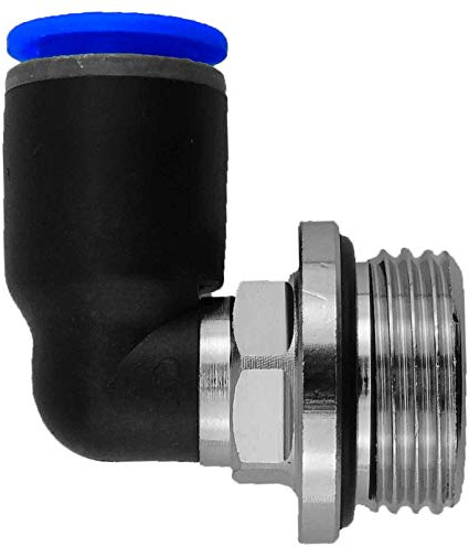 MegaHaustechnik Steckverbinder 90 Grad Winkel-Verschraubung drehbar 10 x 3/8“AG Pneumatik Fitting für Druckluft-Schlauch-Außendurchmesser 10mm zum Stecken, mit Außengewinde 3/8 Zoll, Übergang