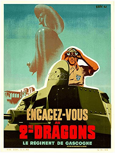 Herbé ™ ARMéE 2ème Dragons Gascogne Reir-Poster/Reproduction HQ 80x110cm d'une Affiche Vintage