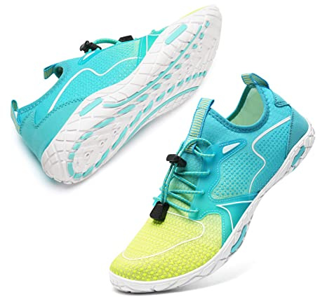 WateLves Badeschuhe Herren Damen Barfußschuhe Wasserschuhe Schwimmschuhe Strandschuhe für Surfen,Tauchen,Bootfahren,Gymnastik Fitness (Blau Gelb, 41EU)