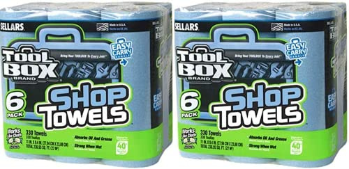 Sellars Absorbent Materials Sellars Wipers & Sorbents 5441602 Blue Shop Towels, 6-Roll Pack - Quantity 1 (Two Pack)
