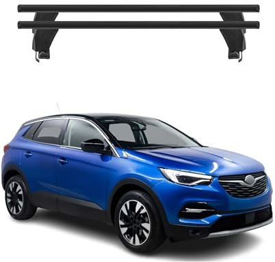 OMAC Menabo Dachträger für Opel Grandland/Grandland X 2017-24 Alu Schwarz | Abschließbar, City-Crash-getestet, bis 50 kg Traglast, T-Nut-Befestigung, Querträger, Grundträger