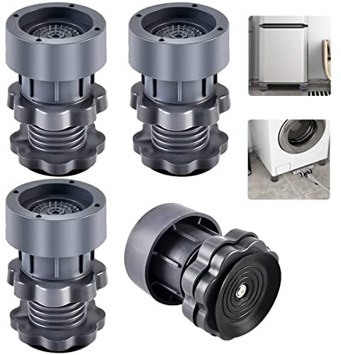 4Pcs Patas Lavadora Antivibracion, Universal Antivibracion Lavadora, 7-10cm Ajustable Soporte Lavadora Secadora, Antivibración, Antideslizantes, Cancelación de Ruido