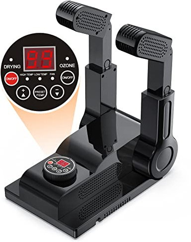 FORLIM [Upgraded Temperature Control] Boot Dryer for Work Boots - Shoe Dryer with 24-Hour Delay Timer, Portable Glove Dryer & Boot Warmer, Automatic Shut-Off Timer, Folding Design, Smart Panel, Black