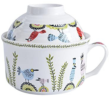 TEmkin Salatschüssel, Porzellan, Suppenschüssel, mikrowellengeeignet, 670 ml, Müslischale, Keramikschalen für Haferflocken, Nudeln, Frühstücksschüssel, Suppentöpfe, Suppenschüssel