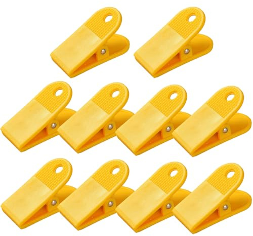 10 Stück Bulldogge Büroklammern aud Kunststoff, 58mm Bulldog Binder Clips Scharnier Klammern für Papier Büros Küche Hause - Gelb