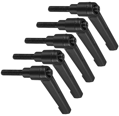 CoCud Klemmhebel Griffe M6 x 25mm Stecker Gewinde Einstellbar Schnellspanner Verriegelung Drehend Bolzen Knöpfe Schwarz - (Verwendung: für Drehmaschinen) 5Stk