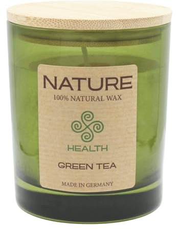 luterna NATURE HEALTH, Duftkerze im Glas, Green Tea, 100% NATURAL WAX, 85/70 mm, Brenndauer ca. 25h