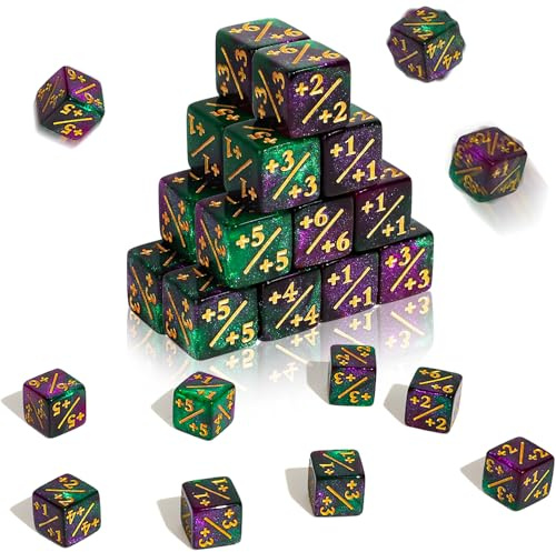 Dncvb 24 stycken glittriga lojalitetstärningar, Token D6 Kub, Magic The Gathering-set, kompatibel med MTG, CCG, kortspelstillbehör