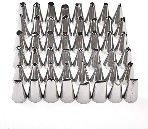 Piping Nozzles Kit, Stainless Steel Cake Icing Nozzles Tips, Cake Decorating Tips, for Cupcakes Cream Baking Decorating (48pcs)