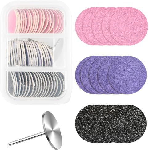 Giantree 61 pezzi di carta vetrata Feet Grinder 25 mm, disco abrasivo per pedicure, fresa manicure/pedicure, set duro (granularità: 80/150/240)