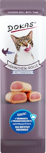 DOKAS Hühnchen-Rolle mit Thunfisch – Die softe Rolle mit weichem Kern – 32 x 10 g
