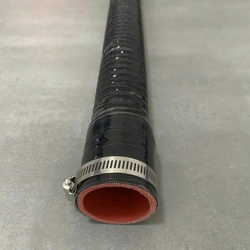 Universeller flexibler Silikonschlauch, Luftansaugrohr, Kühlerrohr und zwei Klemmen, Hochdruck-/Temperatur-Gummiverbinder, Schwarz, 2 Klemmen, 500 mm, Innendurchmesser 75 mm