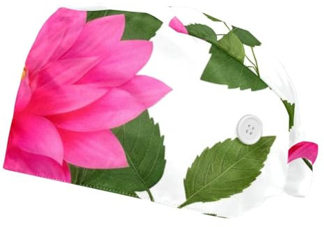 2 Stücke，OP-Hauben für Frauen，Operationssaalkappe，OP-Haarnetz für Frauen,Für die Küche,Rosenblätterzweige,