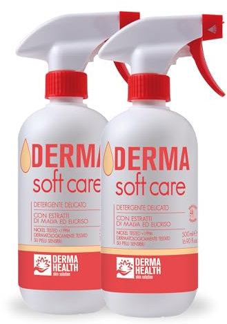 Derma Health - Derma SOFT CARE Schiuma Detergente Delicata Per L’igiene Totale Di Tutto Il Corpo, Igiene Intima Compresa. Si Usa Senz’acqua E Senza Risciacquo – 500ml Trigger - x2