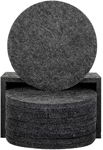 ThaiRoot Lot de 4 grands dessous de verre ronds en feutre - Diamètre 25 cm - Épaisseur 5 mm - Anthracite - Dessous de verre en feutre pour casseroles, verres, vases et bols, assiettes, protège-table