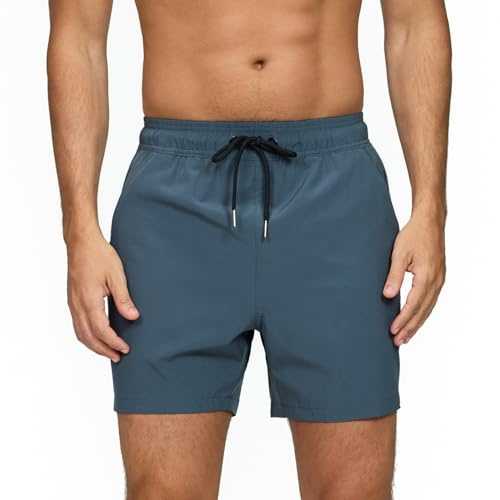 Aisprts Bañador Hombre con Bolsillos con Cremallera Bañador Natacion Repelente al Agua de Secado Rápido Pantalones Cortos Hombre con Forro de Malla y Cordón de Ajuste