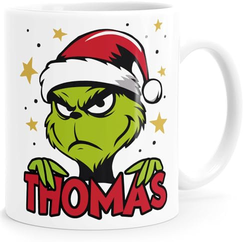 MoonWorks® Tasse Weihnachten Weihnachtsnörgler personalisierbar mit Name Wunschname Geschenkidee Weihnachtsmuffel Weiss standard