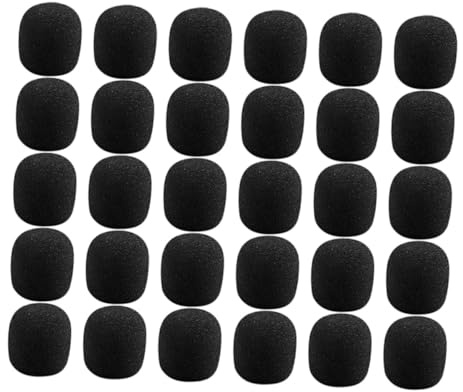 Protector de Espuma para Micrófono de Solapa Pequeño Negro 30 Piezas | Reducción de Ruido, Instalación Fácil, Uso en Eventos Exteriores y Reuniones Remotas, Material de Esponja Flexible