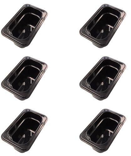 AcMax 6 Stück GN 1/9 Gastronormbehälter GN-Behälter, 0,8 Liter Tiefe 100mm Kunststoff schwarz