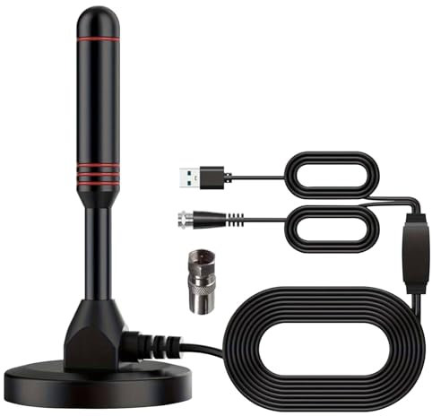 Portable Indoor/Outdoor TV Aerial with Magnetic Base, 360°Reception High Gain Digital Freeview TV Antenna
