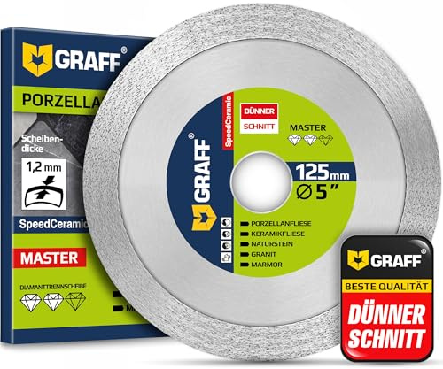 GRAFF Standard for Ceramic - Disco da taglio diamantato per piastrelle, marmo, pietra, ceramica – 1,2 mm disco da taglio super sottile per piastrelle per Flex – Accessori per smerigliatrice angolare