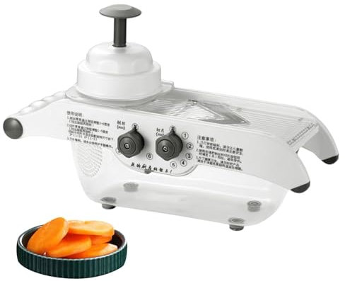 Limón Slicer - Slicer Limón De Acero De Espesor Ajustable | PATATO | Cortador Vegetal | Corte Vegetal Vegetal | Con Contenedor | Cortador de Patatas, Zanahorias, Calabacín