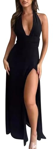 Dyhxuan Wickelkleid Damen Tiefer V Ausschnitt Sommerkleid Elegant Schlitz Bodycon Cocktailkleid Hohe Taille Maxikleid Sexy Partykleid Ballkleider Lang Formal Kleid Festliche Hochzeit Abendkleider