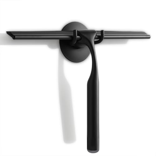 Kousee Shower Window Squeegee, Stainless Steel Squeegee Shower Wiper Scraper Cleaner with Strong Storage Hook for Bathroom Floor Kitchen Wet Room Mirror Car Window Glass Cleaning