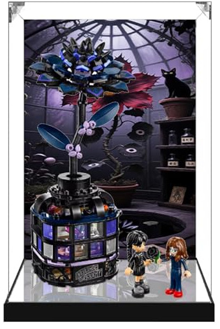 Vitrine transparente en acrylique pour Lego 76784 modèle Dahlia noir, boîte transparente, boîte de rangement, boîte anti-poussière (modèle non inclus) (base miroir + fond)