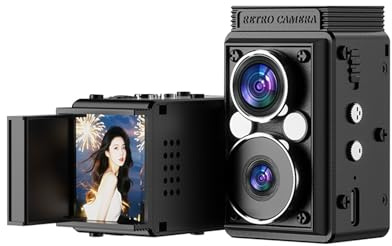 Andoer Appareil Photo numérique rétro, Mini Caméra Vintage avec Nocturne, Enregistrement vidéo 1080P. Facile à Utiliser, 6 filtres, écran Mini 0.85'' (Noir)