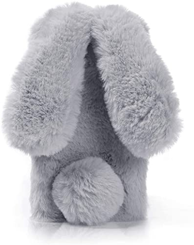 Lnxlanxx Kompatibel med Xiaomi 15T Pro fodral silikon plysch kanin mobiltelefonfodral gummi stötdämpare söta kaninöron diamant fluffig kanin fodral stötsäkert fodral skydd (grå)